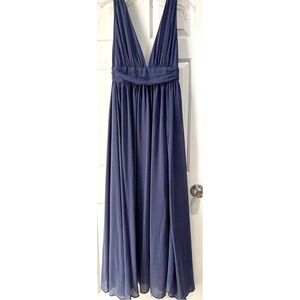 Lulu's Blue Sleeveless Plunge Gown